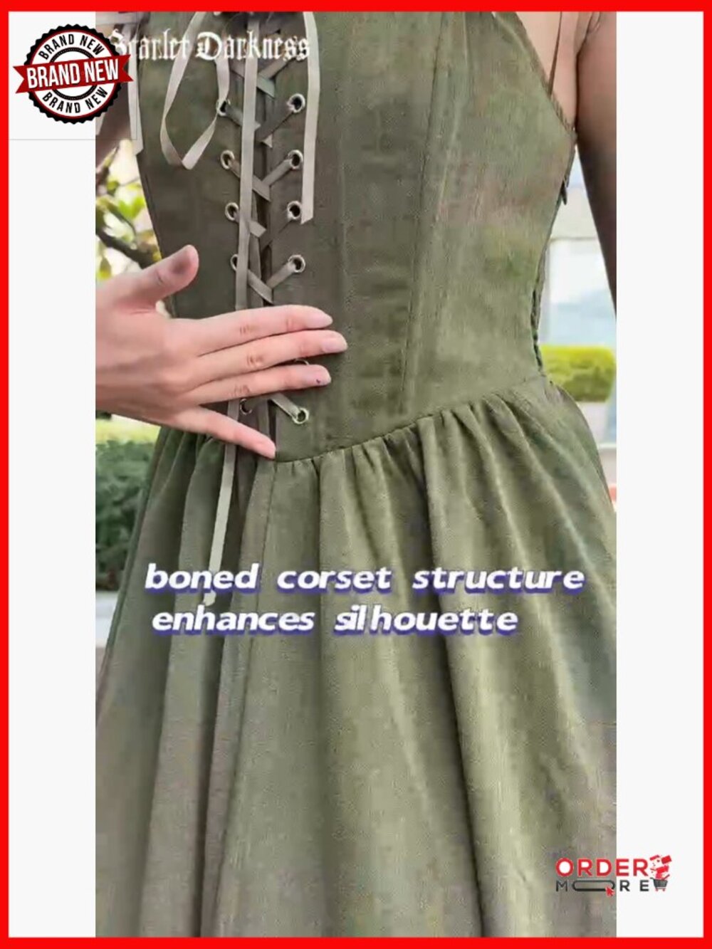 Sleeveless Lace Up Renaissance Cottagecore Long Dress Medieval Costume - Picture 7 of 7